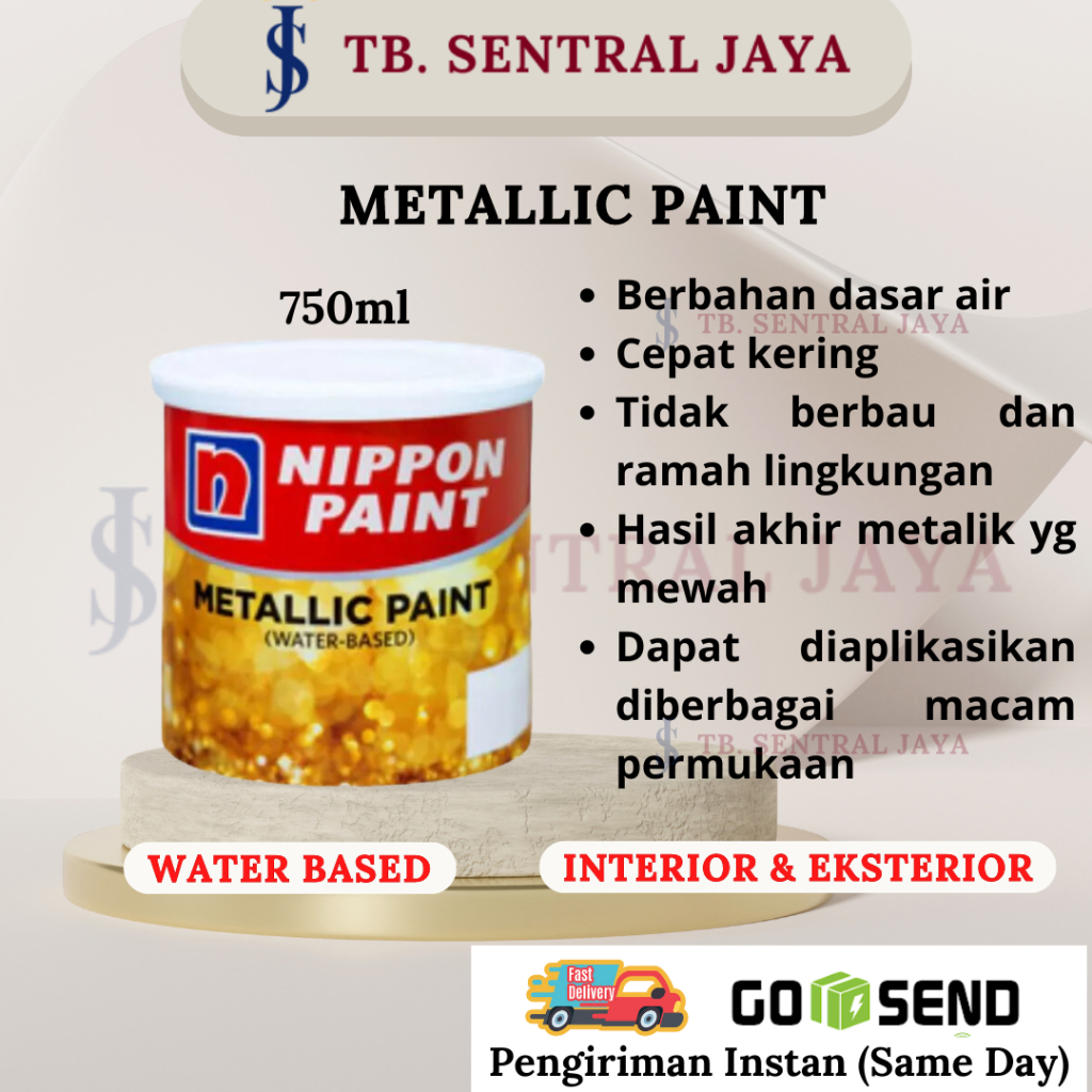 Metallic Paint Nippont Paint 750ml/Cat untuk Les Tembok/Cat Gold/Cat Gipsum/Kayu/logam/Keramik