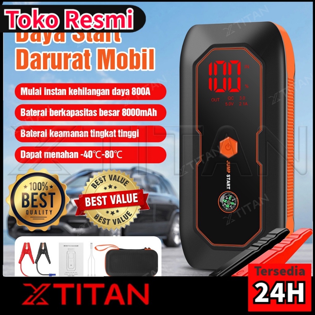 XTITAN Jumper Aki Mobil Dan Power Bank Portable Mobil Pompa Ban Powerbank Charger USB Alat Jemper Bo