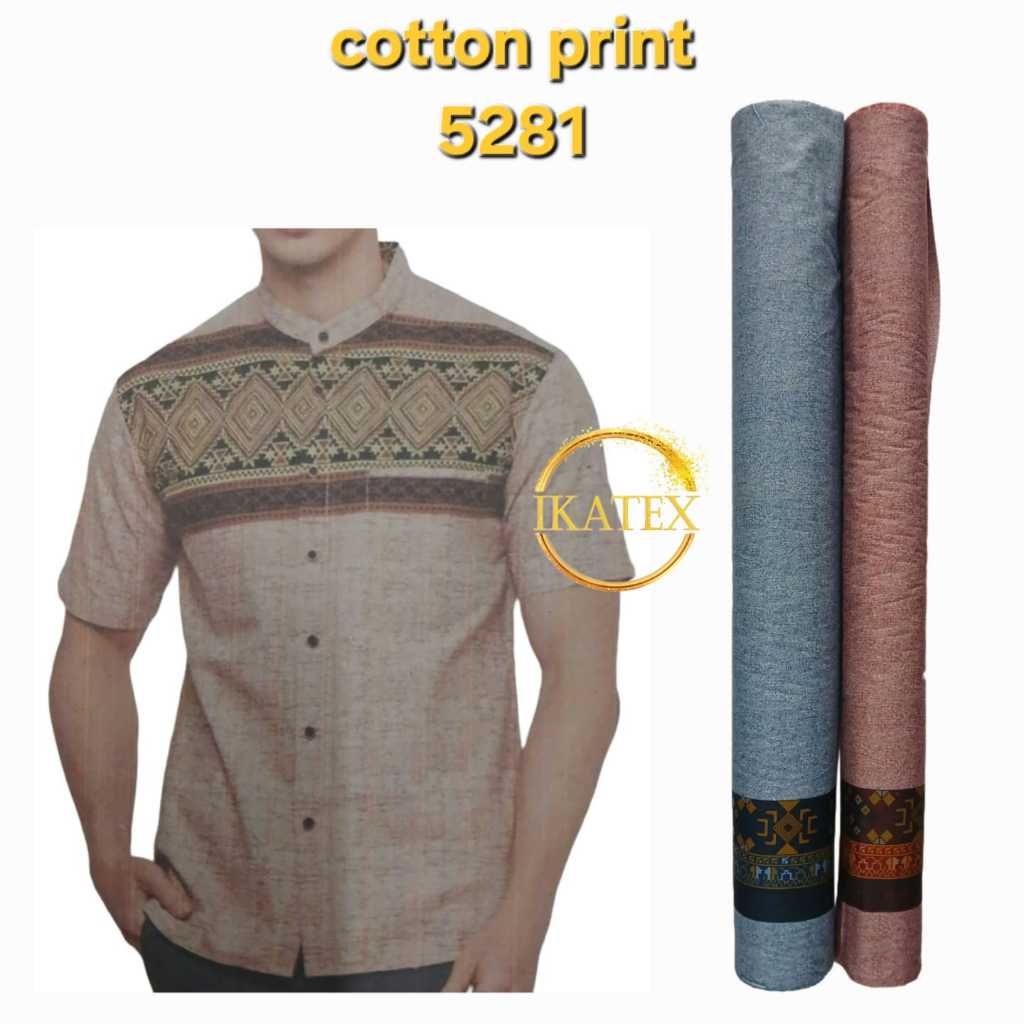 Kain Katun Motif Baju Koko Satu Sisi Bahan Premium Grade A Meteran Grosir - 5281
