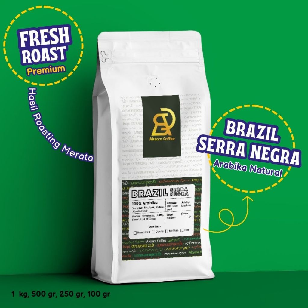 

Kopi Arabika Brazil Cerrado Serra Negra 250gr Natural - Aksara Coffee - Black