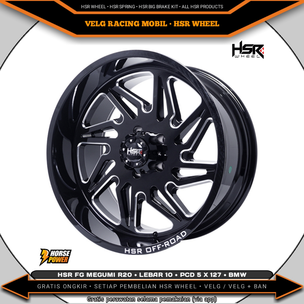 Velg R20 • Mobil 5 Baut Roda • Single Pcd 5 x 127 For Rubicon / Wrangler • Hsr Fg Megumi • Limited E