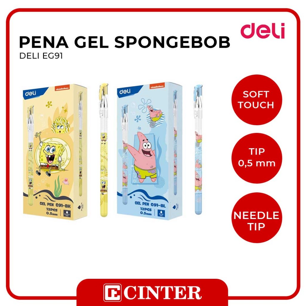 

DELI - PENA GEL / PULPEN GEL TIP 0.5MM BLACK EG91-BK SPONGEBOB