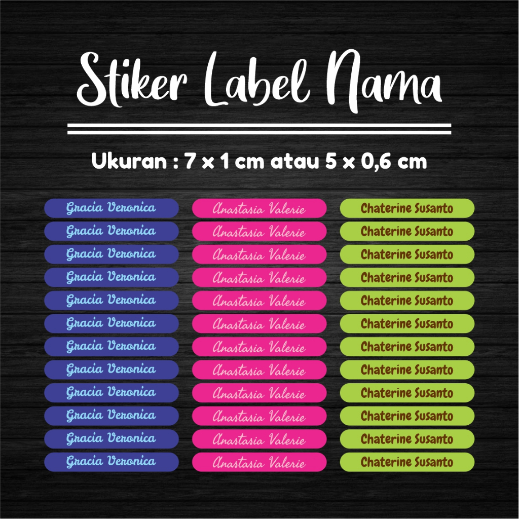 

Label Nama Buku Pensil Custom Waterproof Warna Solid