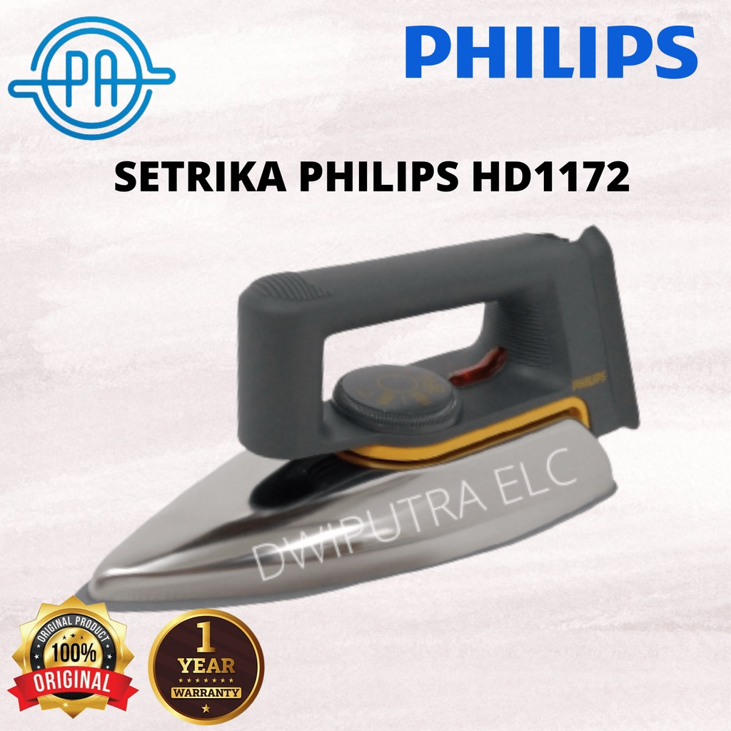 New SETRIKA PHILIPS HD1172 CLASSIC DRY IRON PHILIPS HD 1172