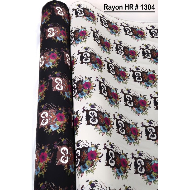 kain katun rayon viscose motif burung hantu premium quality import (0,5meter)