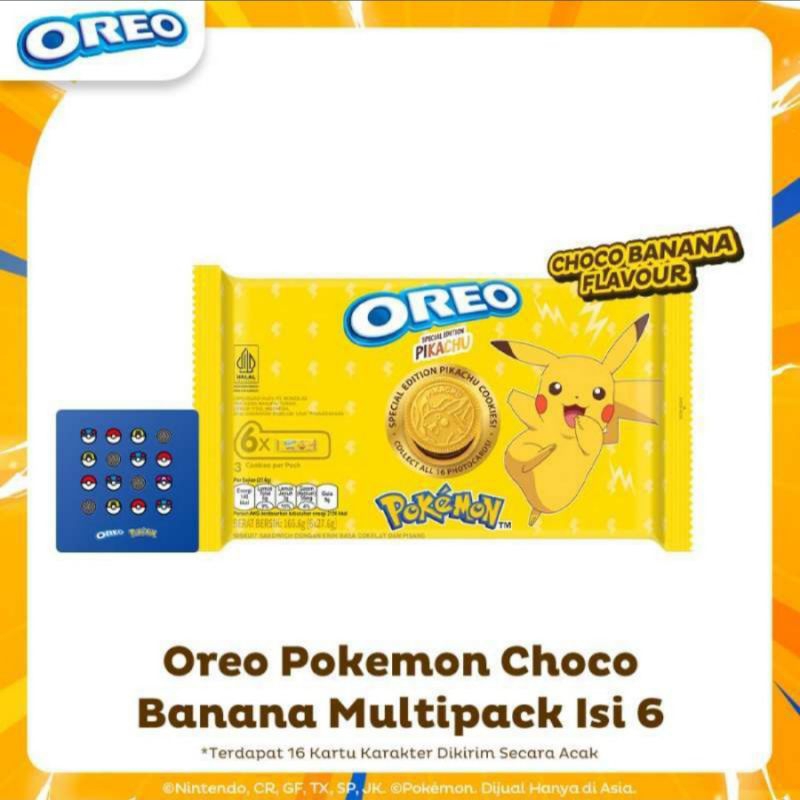 

Oreo Pokemon Biskuit Chocolate Banana Multipack Isi 6 165.6g Kartu Photocard Pikachu Bulbasaur Squirtle Charmander