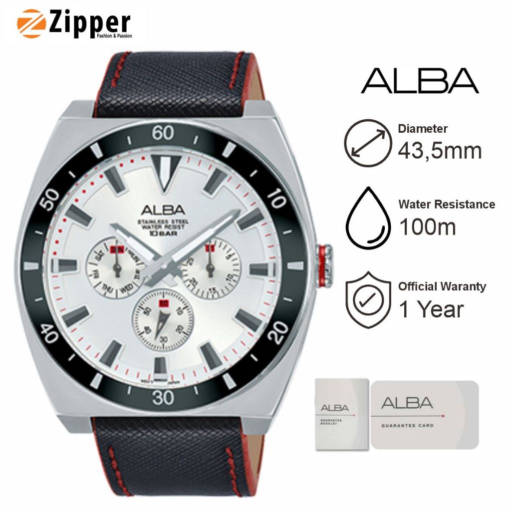 Jam Tangan Pria ALBA AP6527 Chronograph Strap Kulit Original Garansi Resmi