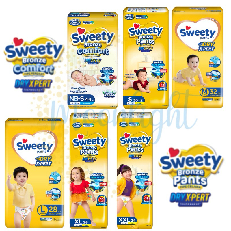 PAKET 4 BALL ( 1  DUS ) Popok Sweety Bronze Comfort Pants Dry X-Pert Tipe Celana dan Perekat NBS44/S