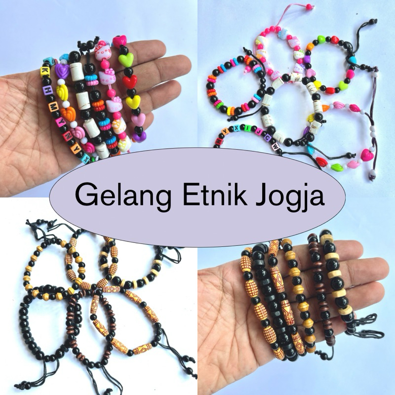 Gelang Manik Jogja Aksesoris Malioboro Murah (Isi MIX 12pcs) Souvenir Oleh Oleh khas Jogja Gelang Et