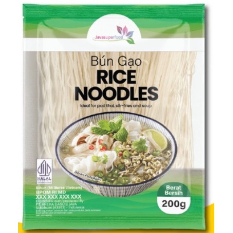 

Bun Gao Rice Noodles Halal 200gr Mie pho Vietnam