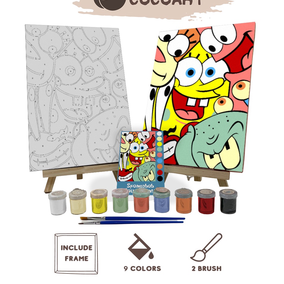 

NEW VARIAN Paint By Number Kit Spongebob Squarepants Cocoartid I Kanvas 3 x 2 cm