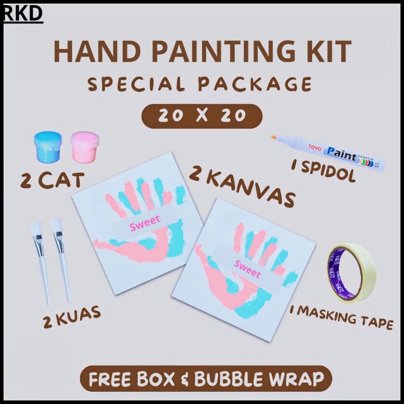 

Hand Painting Kit Canvas Board Couple Kanvas Lukisan Cap Tangan Pasangan