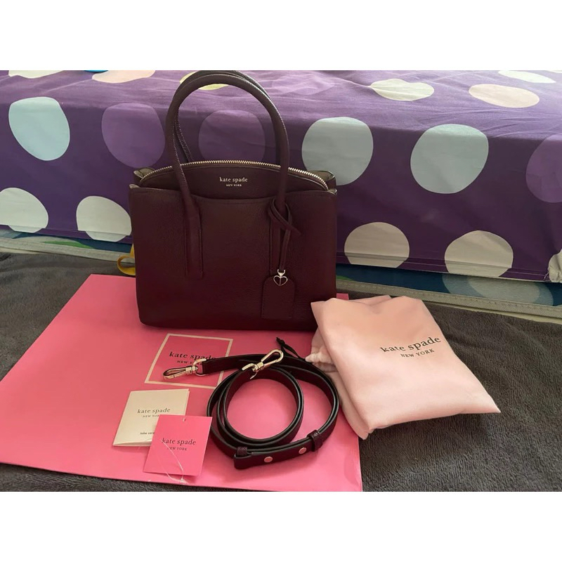 KATE SPADE MARGAUX MEDIUM SATCHEL IN MAROON PRELOVED / SECOND ORIGINAL 100%