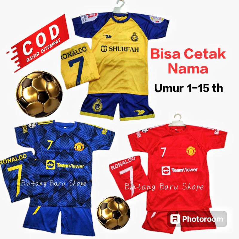 SETELAN BAJU BOLA ANAK RON KUNING&RON MERAH,RON BIRU/JERSEI ANAK/OLAHRAGA/COD/TERLARIS