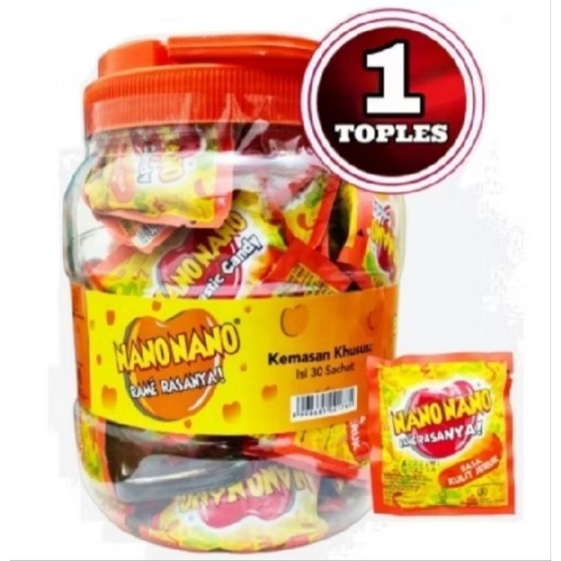 

Nano Nano Permen Rasa Kulit Jeruk Toples Isi 30 Sachet