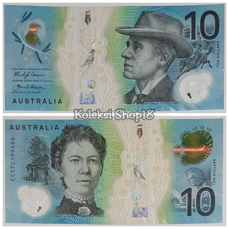 Koleksi Uang Asing Australia Pecahan 10 Dolar Polymer