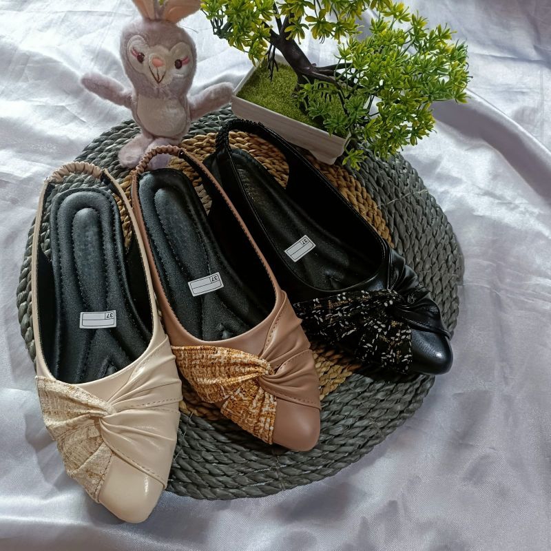 sepatu flatshoes wanita tali belakang
