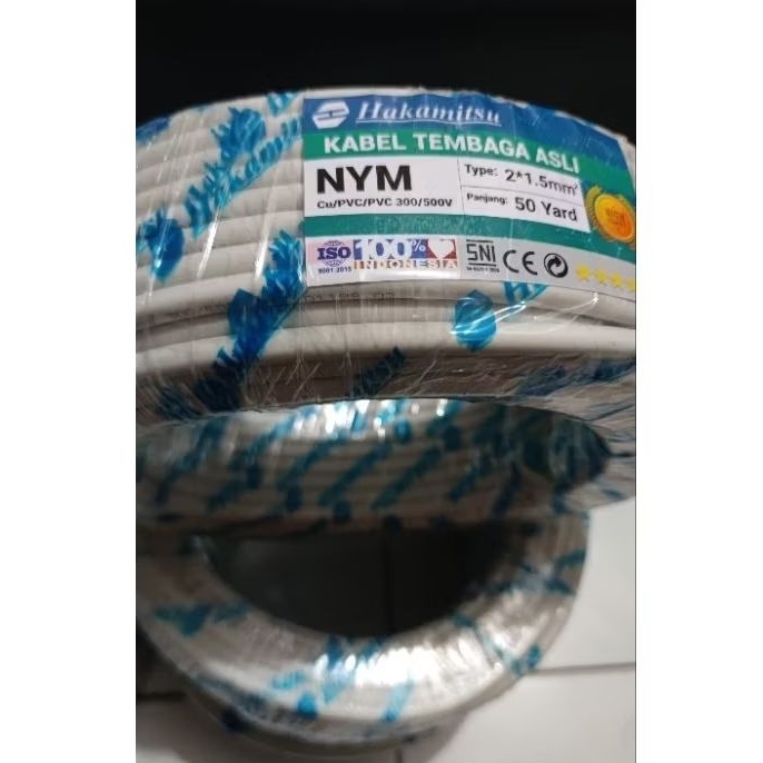 Kabel Listrik NYM SNI 2x1,5 mm² Hakamitsu