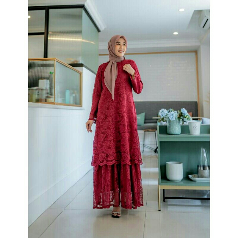GAMIS BROKAT MELAYU/GAMIS MODEL TINGKAT MODEL TERBARU/GAMIS PESTA/GAMIS SERAGAM