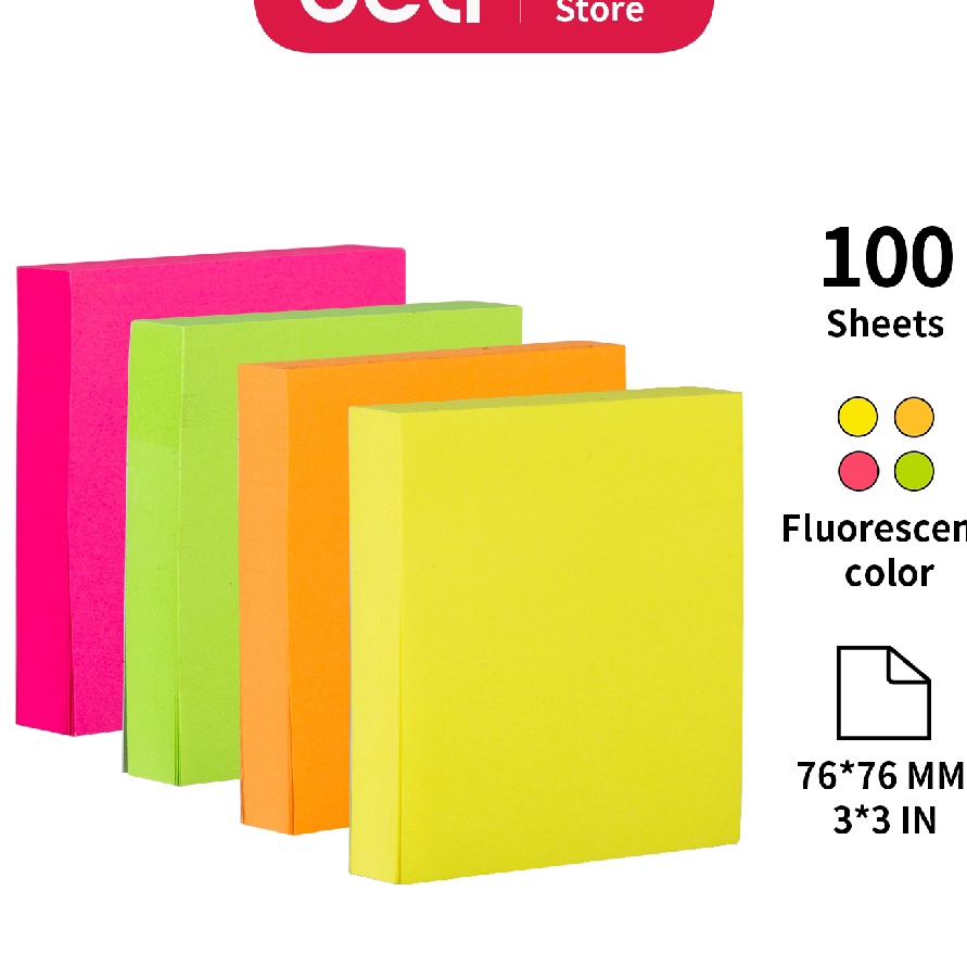 

SPESIAL Deli Memo tempel Sticky Notes 4 Warna x 1 Sheets Perekat yang kuat EA232