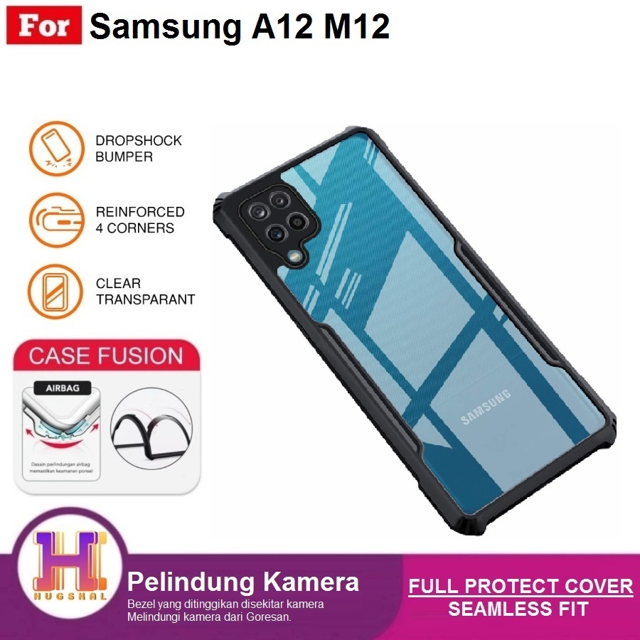 Case Samsung A12 M12 Case Fusion Shockproof Armor Transparant
