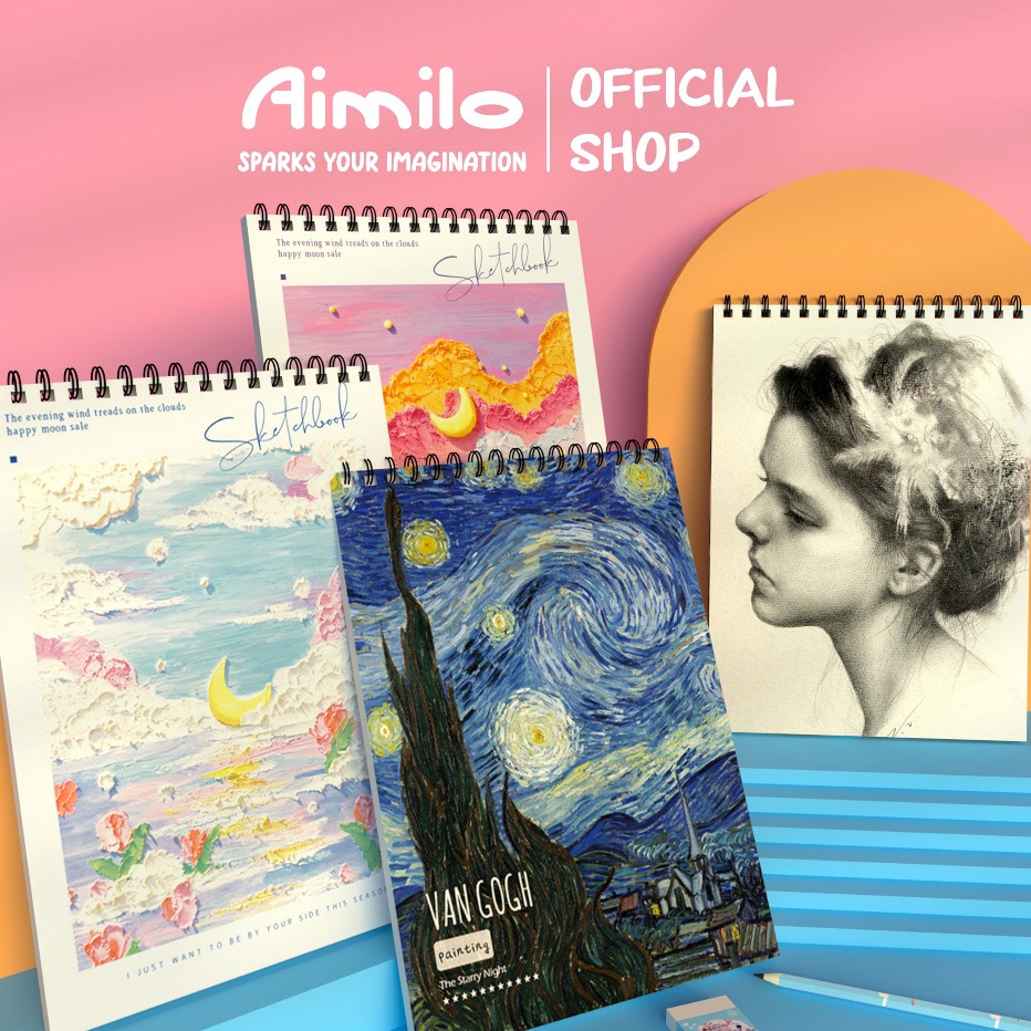 

GROSIR READY Aimilo Buku Gambar A4 Sketchbook Buku Sketsa lTebal Vertikal Jilid Spiral 45 Lembar9 Halaman