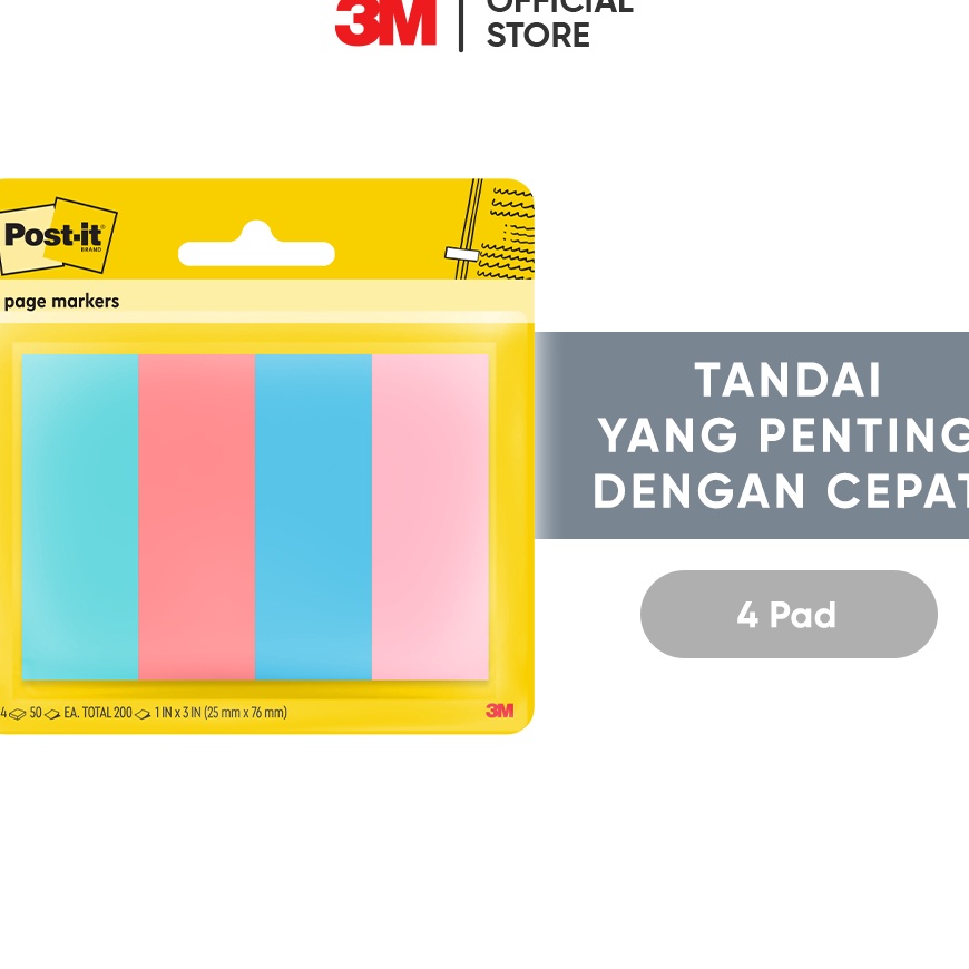 

MURMER 3M Postit Penanda Halaman Floral Fantasy Page Marker 6714ASST Menandai dengan cepat 4 pad 1x3 inci Untuk labeling pengingat