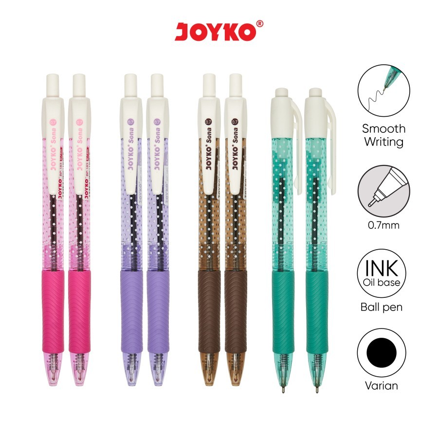 

Ball Pen Joyko BP-183 Sona 0.7 mm Hitam dan Biru (PCS)