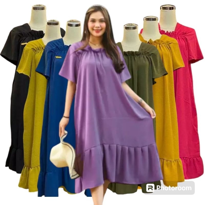 Daster Fuji 3pcs 90Rb Crinkle Airflow Kringkel HomeDress Nyaman Santai