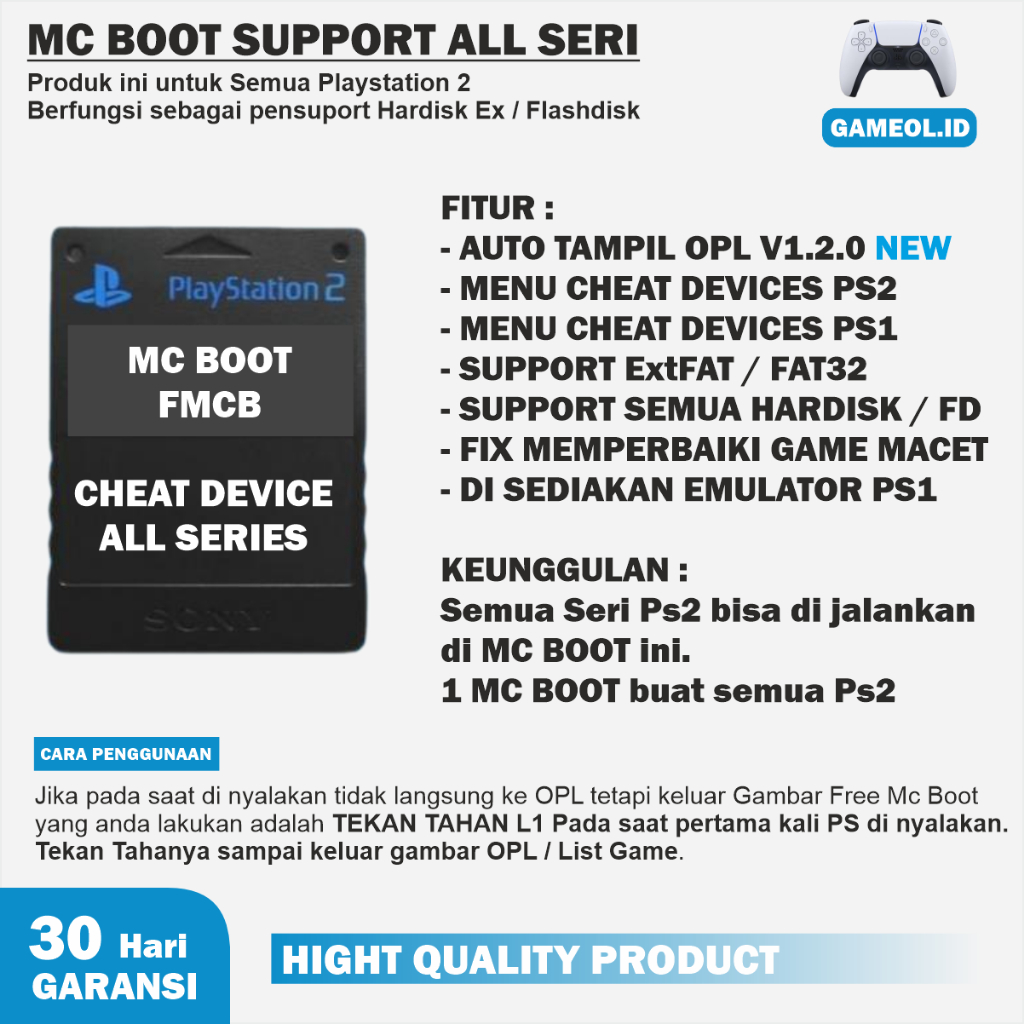 MEMORY FMCB MC BOOT ALL SERI PS2 BISA UNTUK SEMUA PS2 DALAM 1 MC BOOT | CHEAT DEVICES