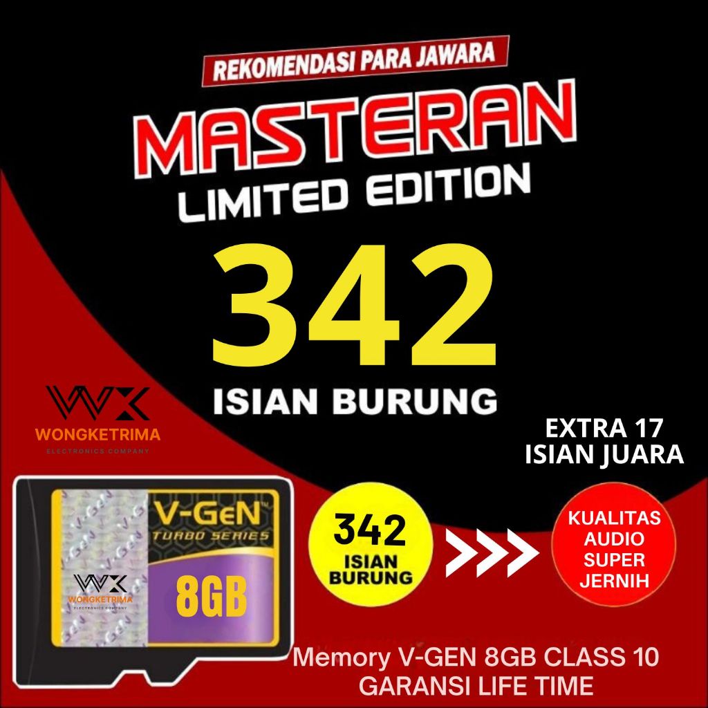 MEMORY MASTERAN BURUNG MONCER MANIA KONCER PRO MONCER GO ISI 342 SUARA