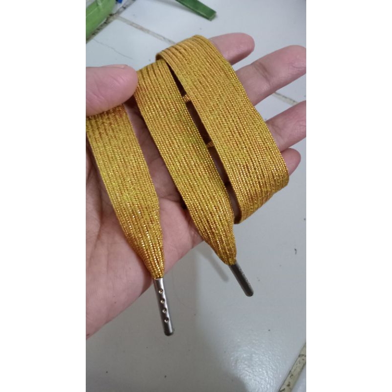 tali sepatu gemuk 2 cm tali sepatu jumbo lebar 2 cm warna Glitter emas