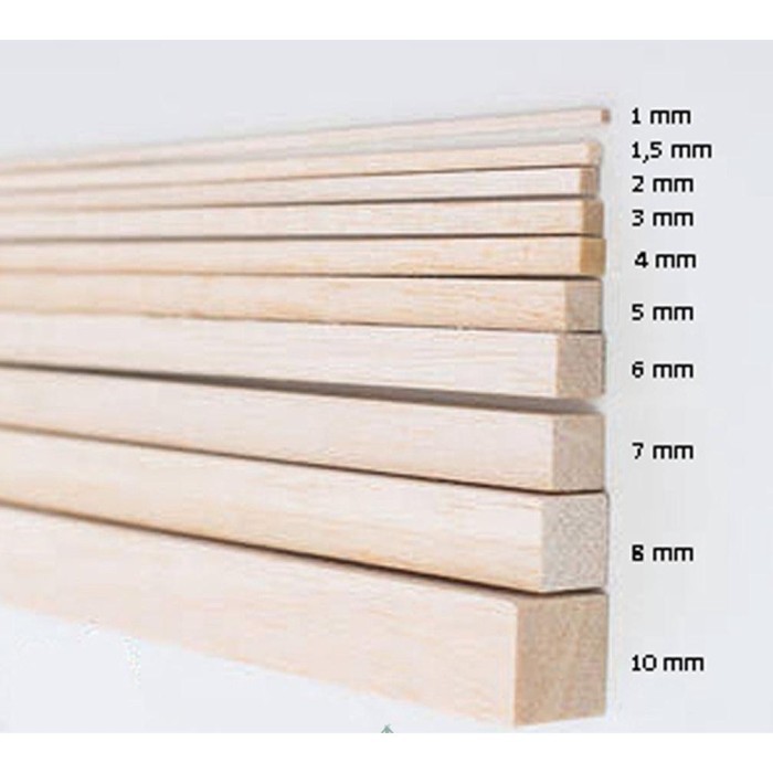 

(3pcs) Balsa stick 14mm x 14mm x 1000mm Kayu balsa stik ringan dan kuat kualitas terbaik untuk kerajinan