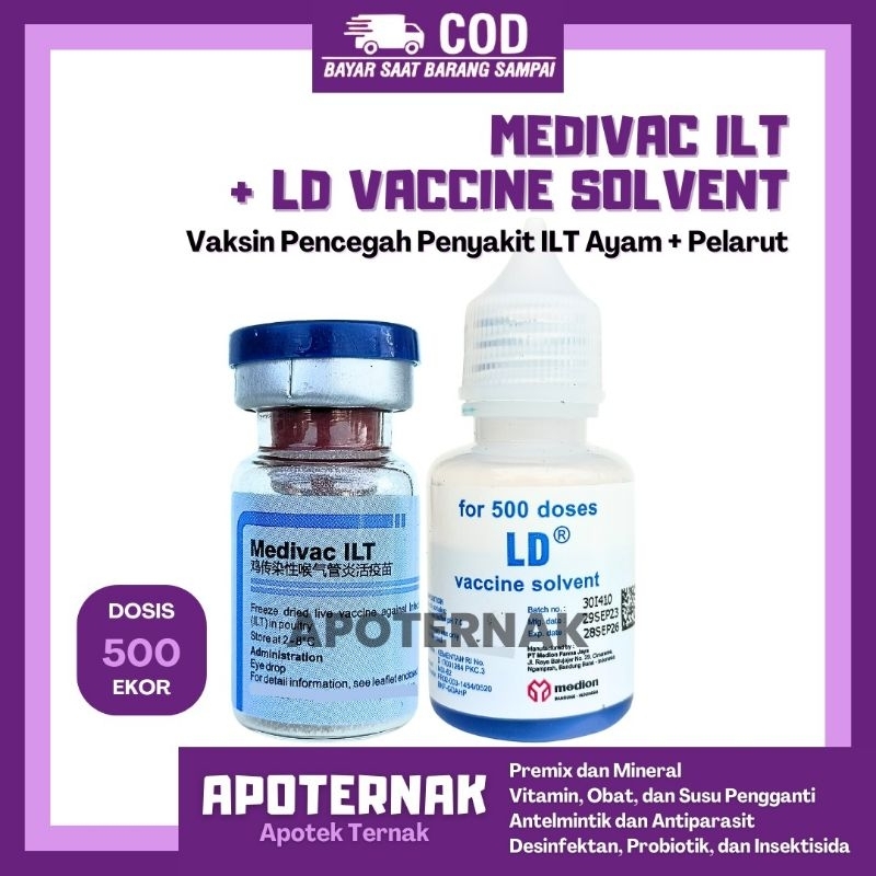VAKSIN MEDIVAC ILT 1 PCS ISI 500 DOSIS MEDION - Vaksin ILT Aktif untuk Gangguan Saluran Pernafasan A