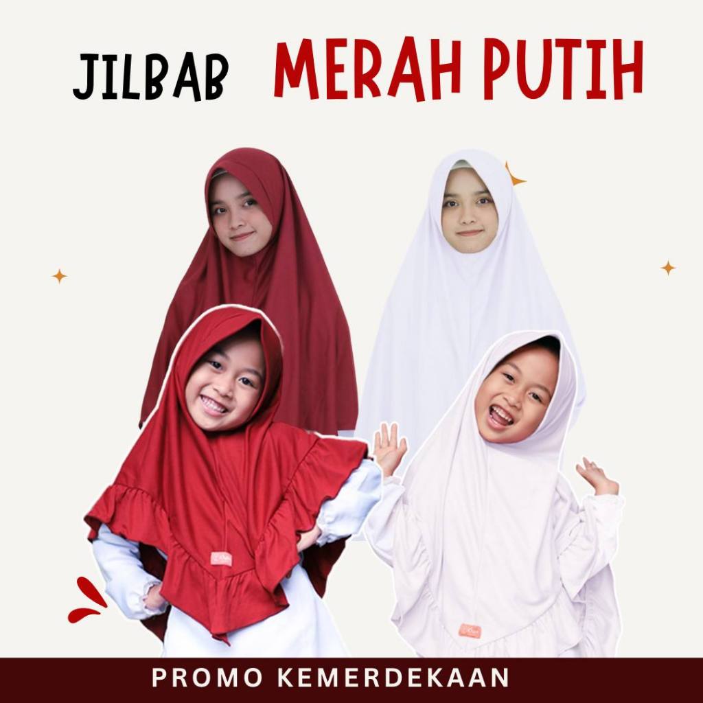 JILBAB Merah Putih - Bergo Kaos - khayr moswear