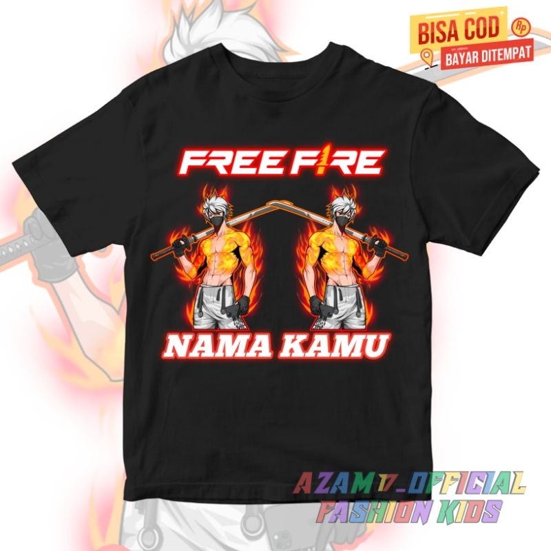 BISA COD KAOS ANAK BAJU ANAK FF KARAKTER FF FREE FIRE VERSI PEDANG KATANA FREE NAMA KAOS TSHIRT ANAK