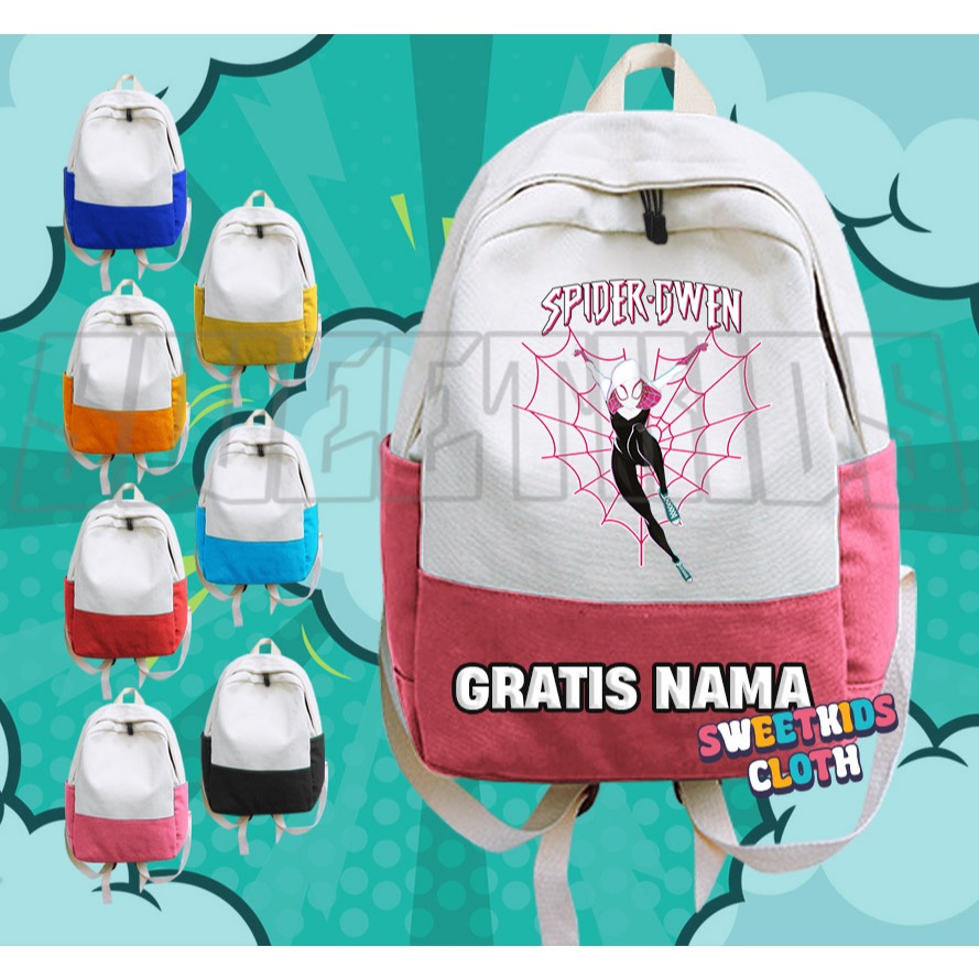 Tas Anak Spiderman Spider Gwen / Ransel Tas Sekolah Anak Spider Gwen Spider Girl Gratis Nama