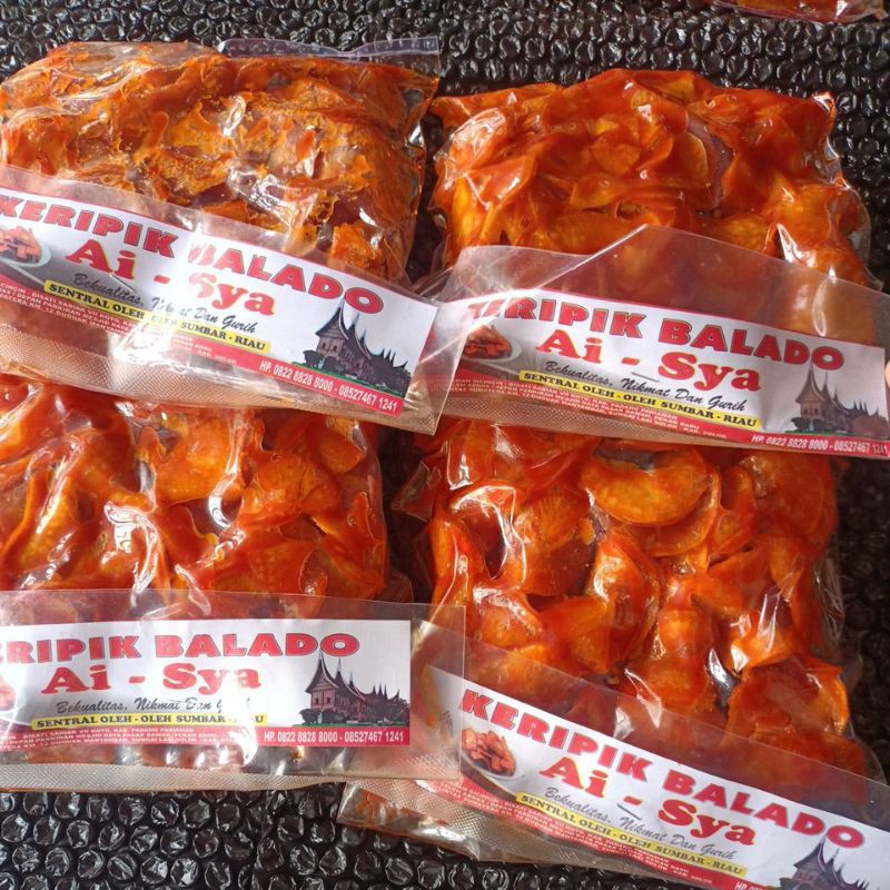

4 Bungkus Keripik Balado Ai-sya Bulat - Cemilan Pedas Manis khas Minang