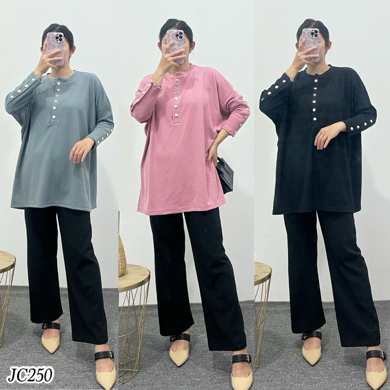 Kaos batwing inara knit || Kaos jumbo kancing || Atasan jumbo wanita || Atasan kancing batwing