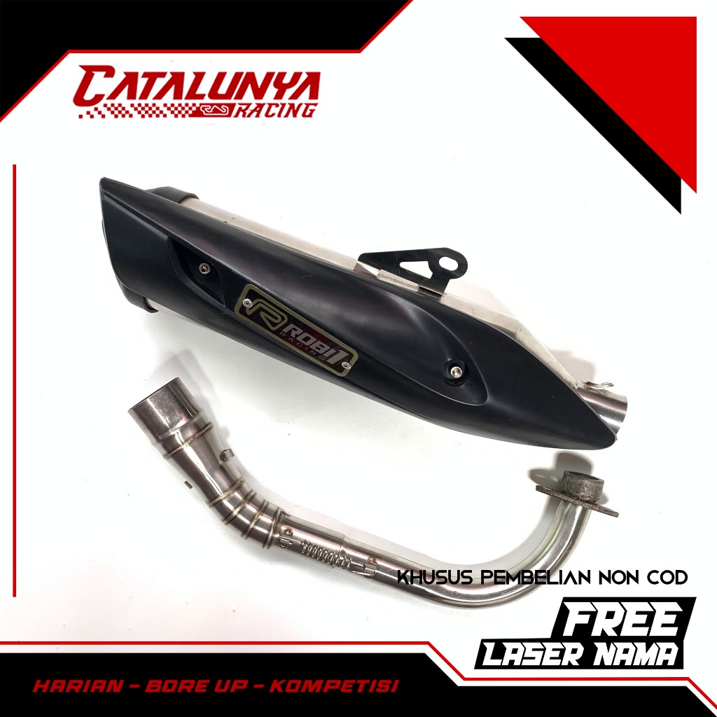 KNALPOT RACING ROB1 NMAX OLD NEW PCX VARIO LEXI AEROK SCOOPY ADV MIO FINO SPACEY X-MAX BLACK DOFF