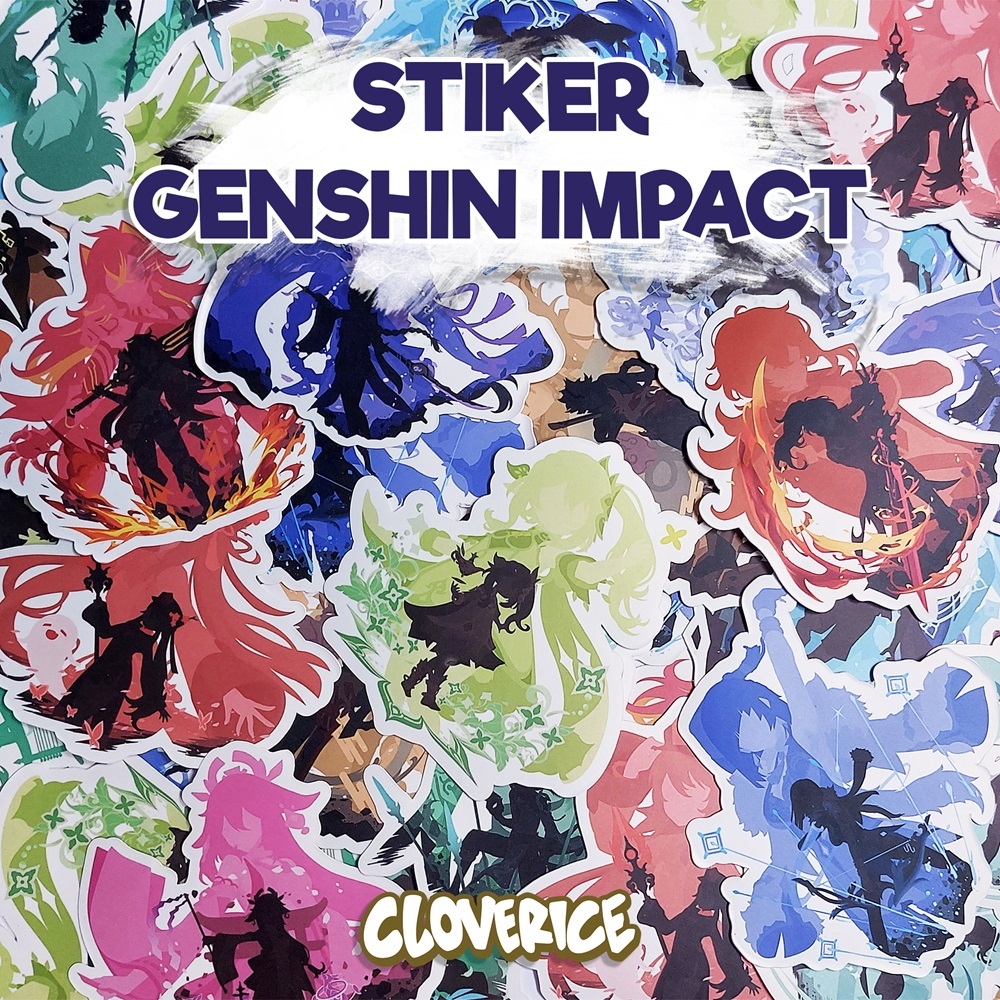 

CLOVERICE Stiker Genshin Impact Vinyl Bervariasi