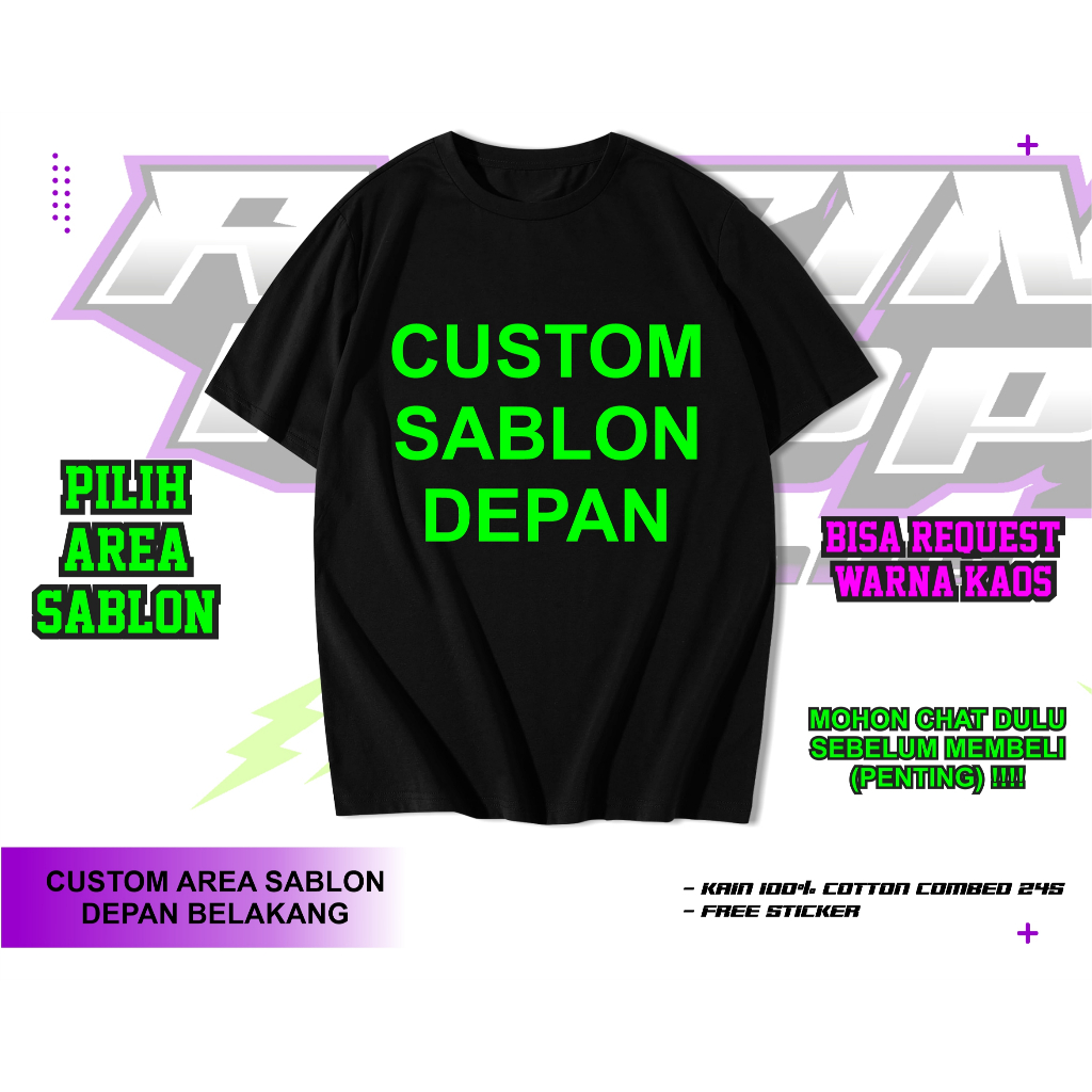 SABLON KAOS SATUAN Custom  Desain Sendiri Foto Nama GAMBAR Sablon DTF