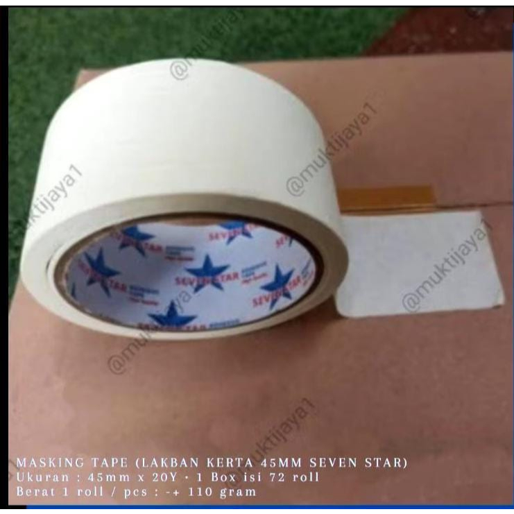 

Lakban Kertas 45mm masking tape\isolasi kertas seven star