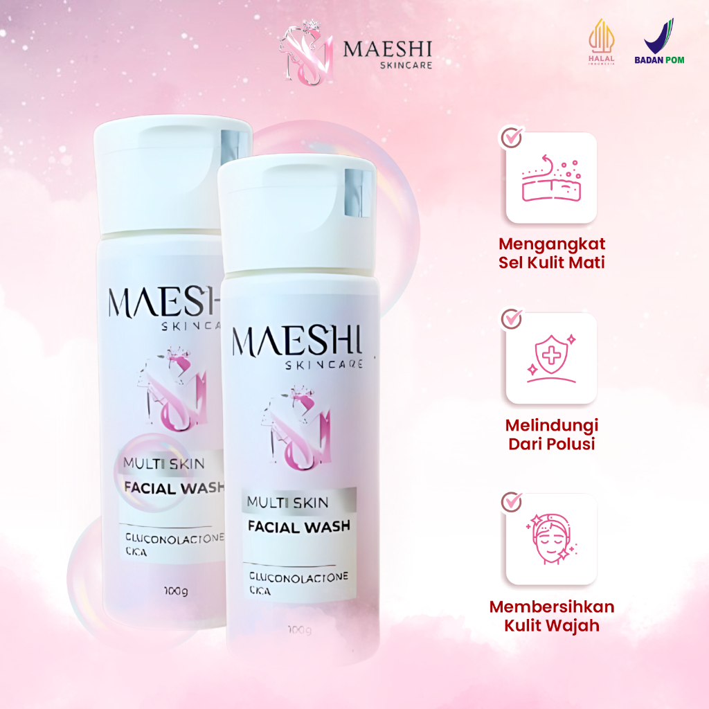 Paket Facial Wash Multi Skin Maeshi Skincare Beauty Isi 2 Pcs Pembersih Wajah Sabun Cuci Muka BPOM