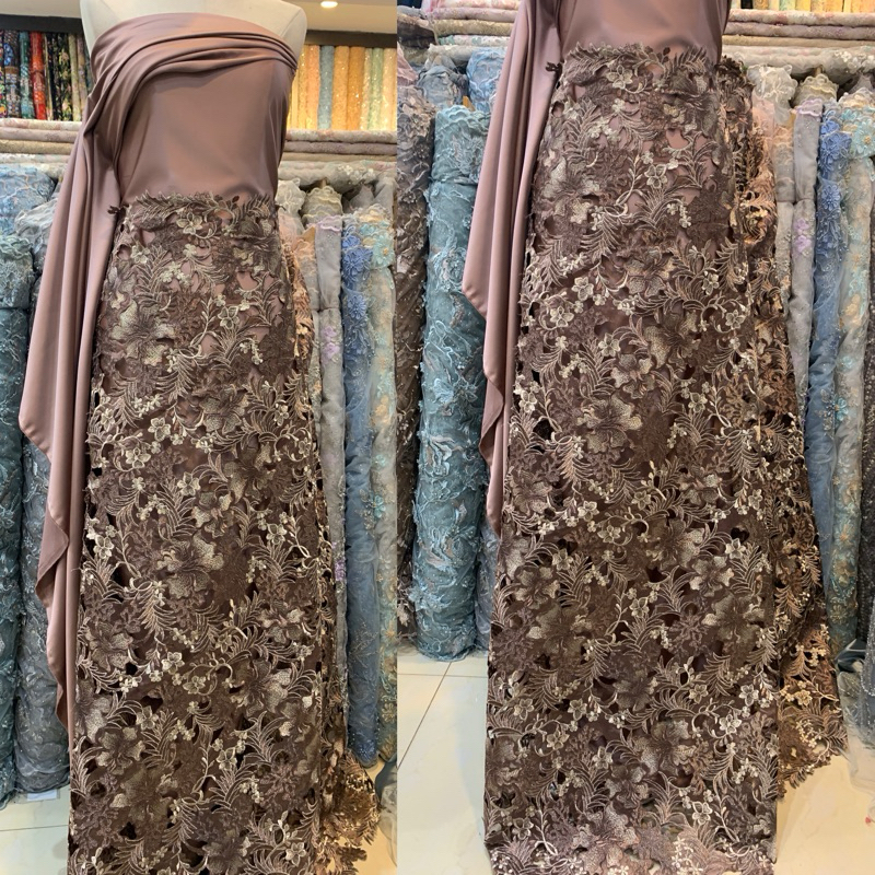 Bahan Kain Brokat Prada/ Bahan Dress Kebaya Brokat Prada