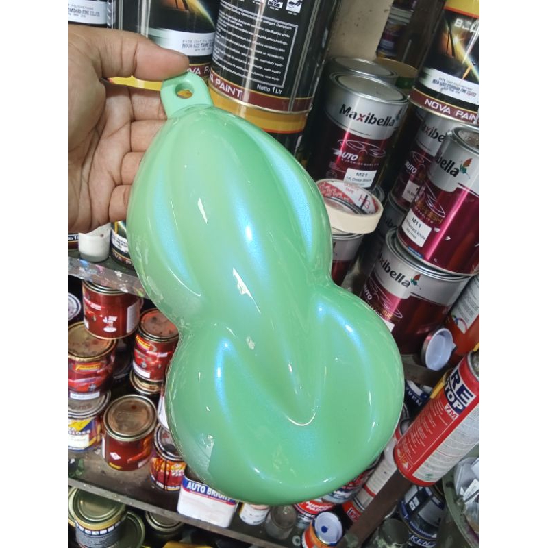 Cat warna pastel green blue effec / Cat hijau pastel lembayung biru / Cat motor,mobil automotive Nc,