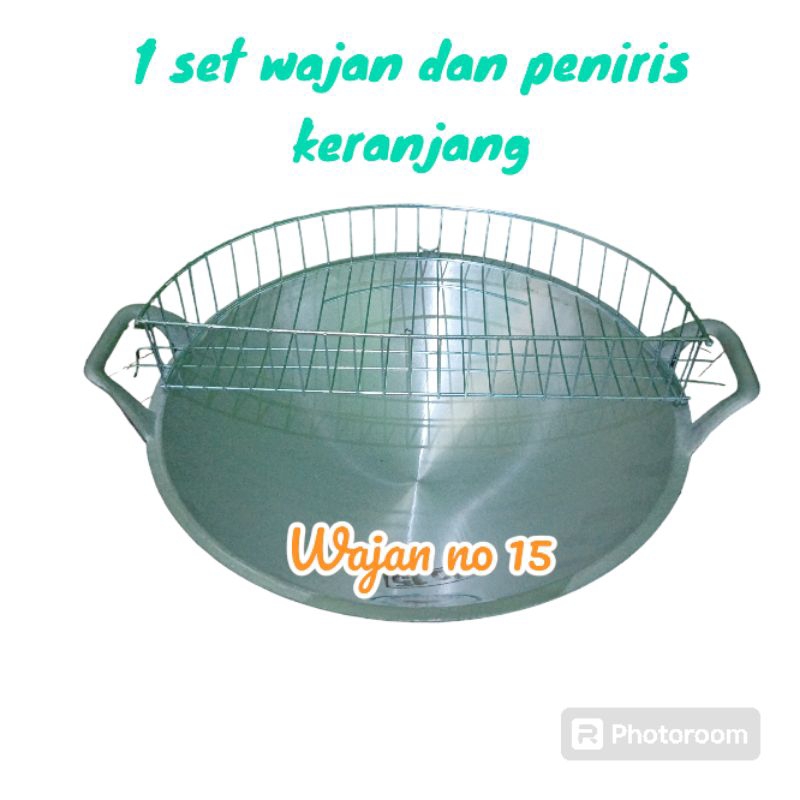 1set wajan dan peniris minyak/peniris keranjang untuk wajan/peniris gorengan di wajan