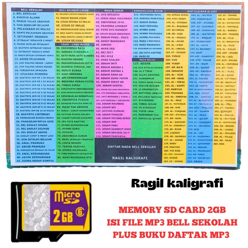 Memory SD card isi file mp3 bell sekolah - memori sd card 2gb isi mp3 bell sekolah