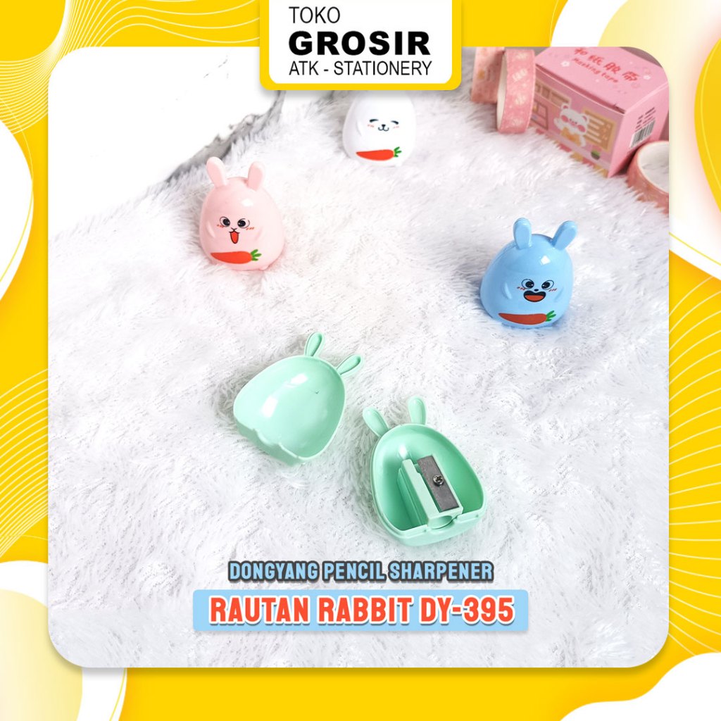 

Rautan Rabbit DONGYANG / Pencil Sharpener DY-395 / Rautan Pensil Kelinci Lucu White Pastel Pink Blue Green