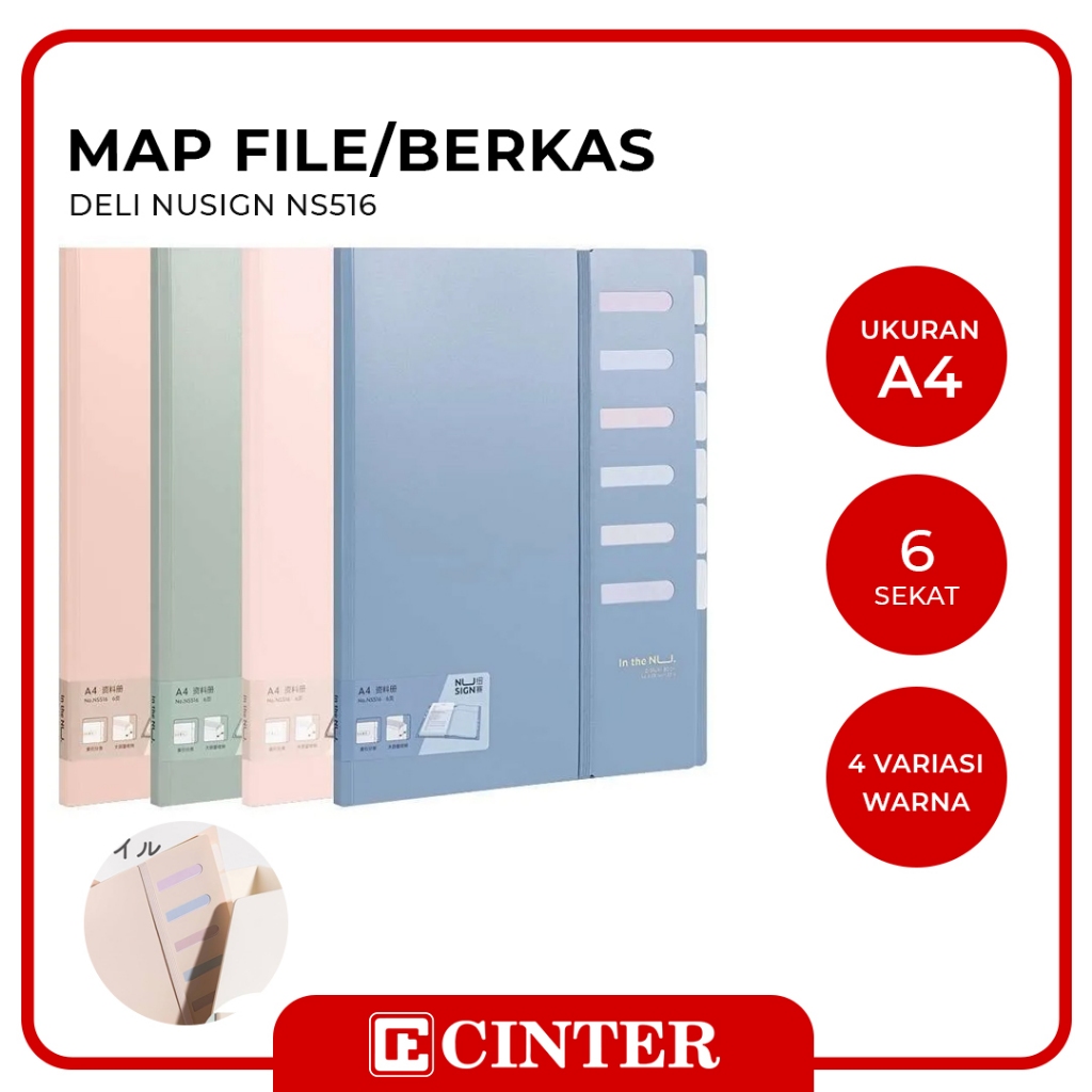 

DELI - TEMPLAT FILE DOKUMEN / FILE HOLDER / DISPLAY BOOK NUSIGN DENGAN TALI WARNA PASTEL NS516 A4